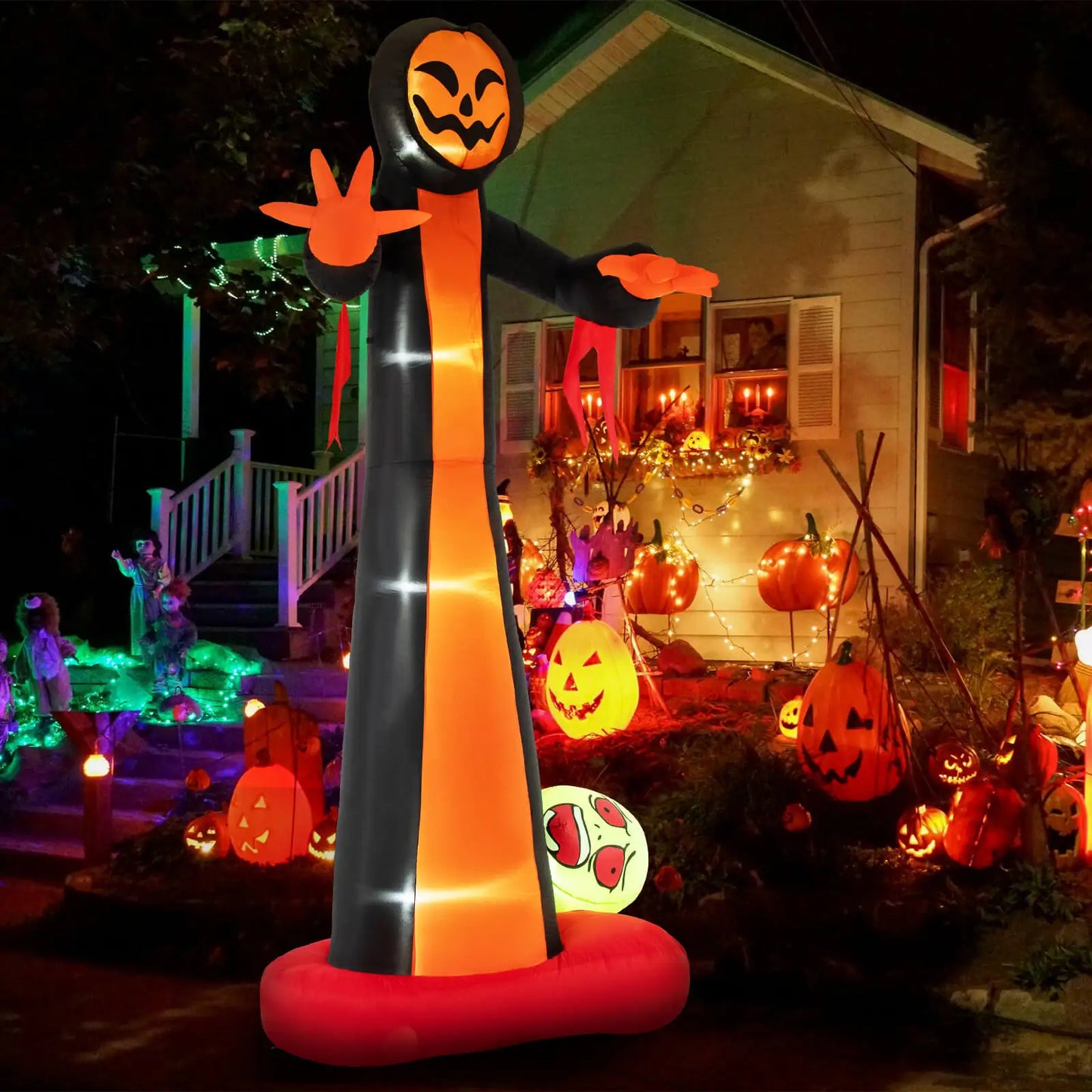 12 FT Inflatable Grim Reaper Ghost Large Halloween Inflatables w/ Scary Skull
