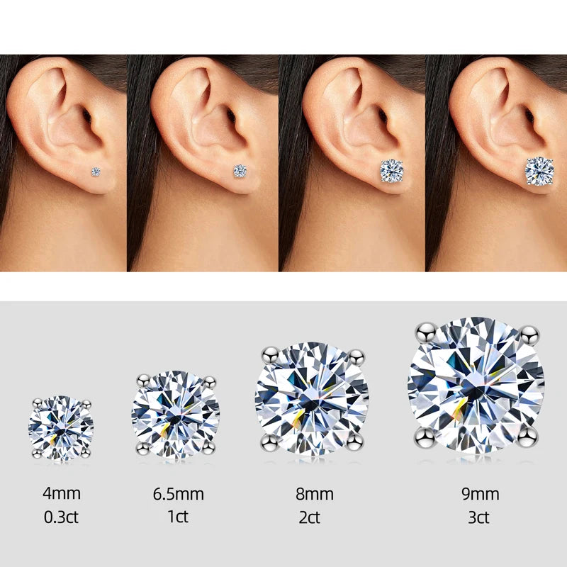 OXTAO With Certified D VVS1 Moissanite Stud Earrings Female Jewelry Sterling Silver S925 Piercing Earrings Wedding Jewelry Gift