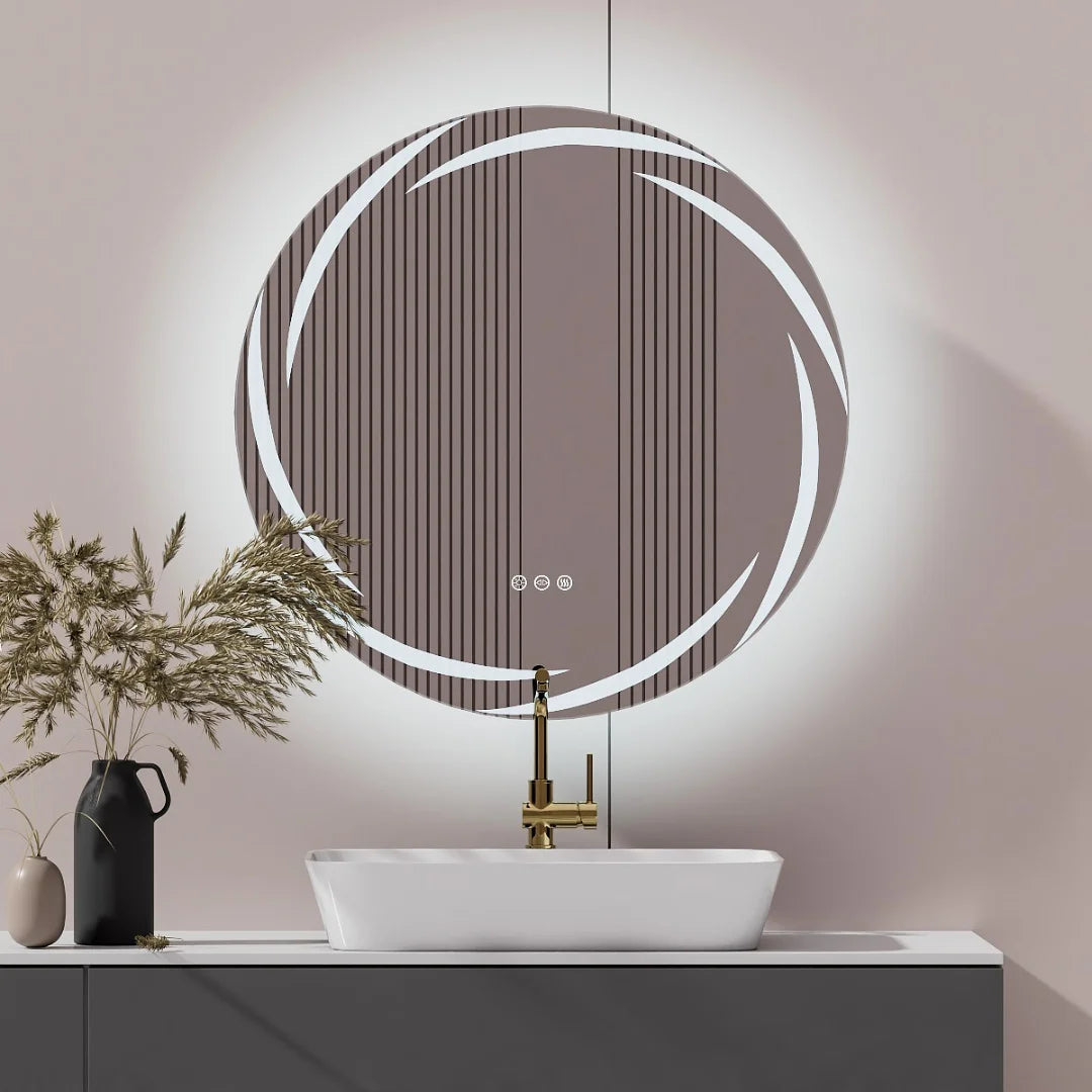 LUVODI 80CM LED Backlit Bathroom Mirror with Defogger and Touch Sensor