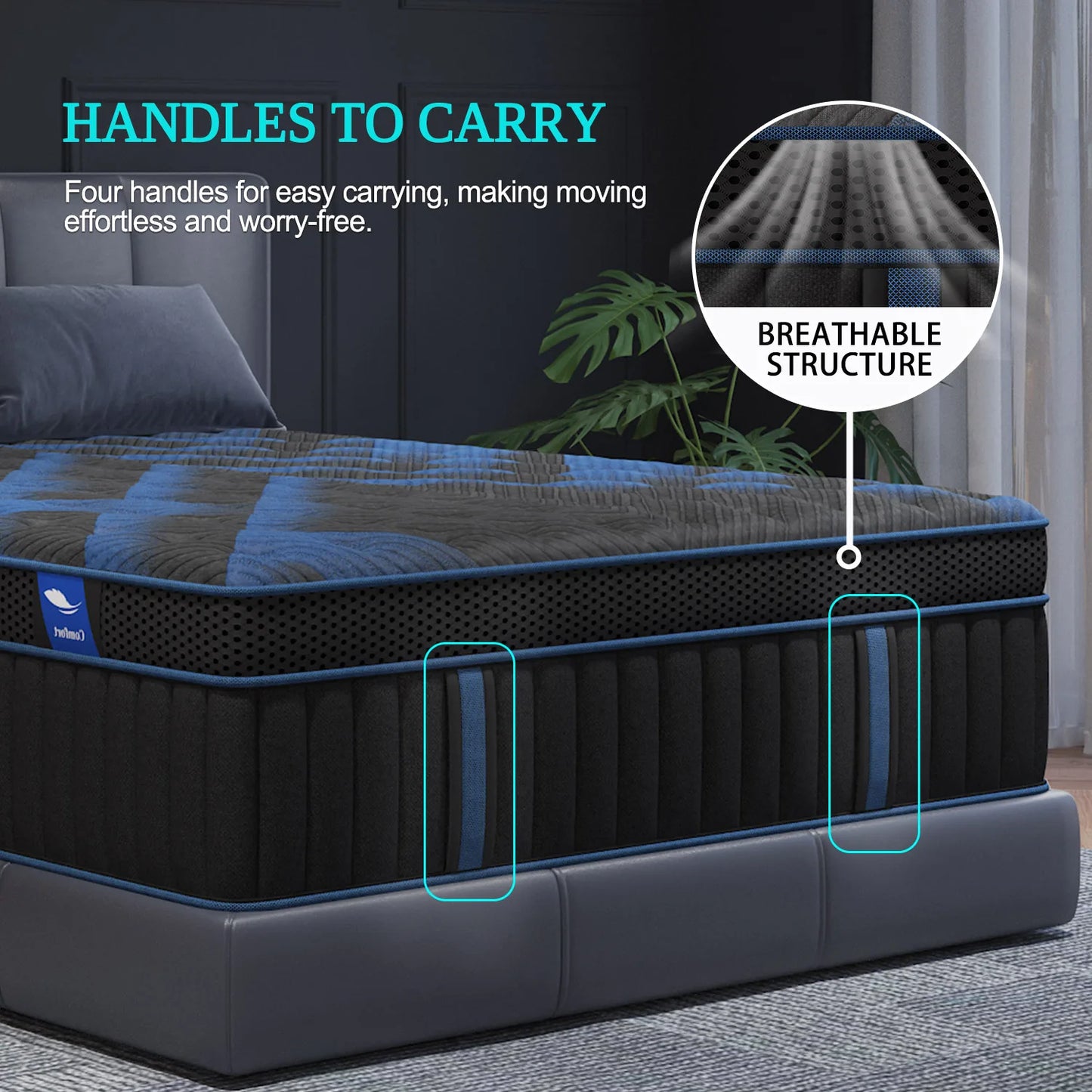 Twin Full Queen King Mattress in A Box, 12/14 Inch Hybrid Memory Mattresses Euro Top Medium Firm for Back & Lumbar Support