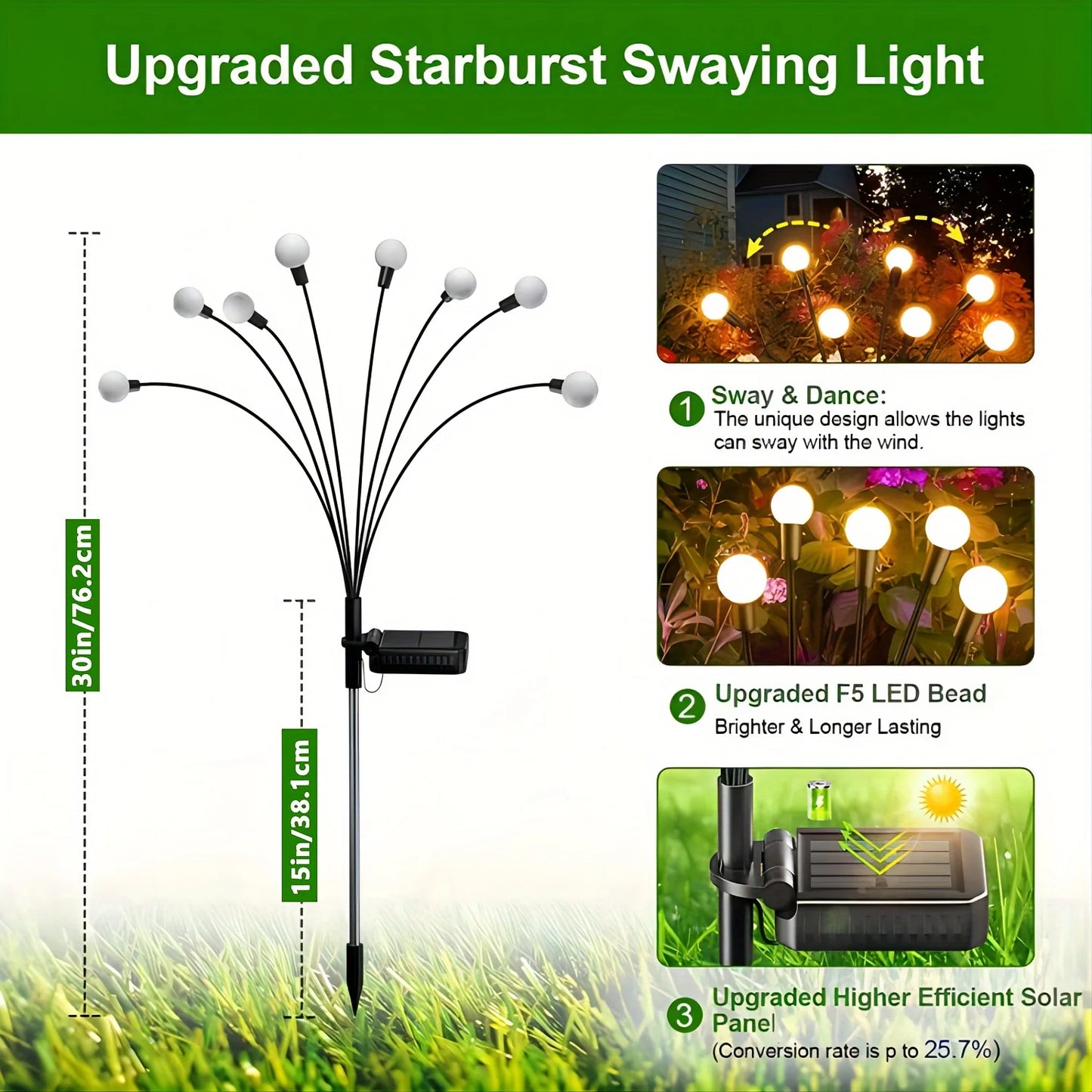 4/6/10 Pack Swaying Solar Lights, 32 LED Lights, Solar Firefly Lights Outdoor Garden Decorations for Yard Patio Pathway Holiday