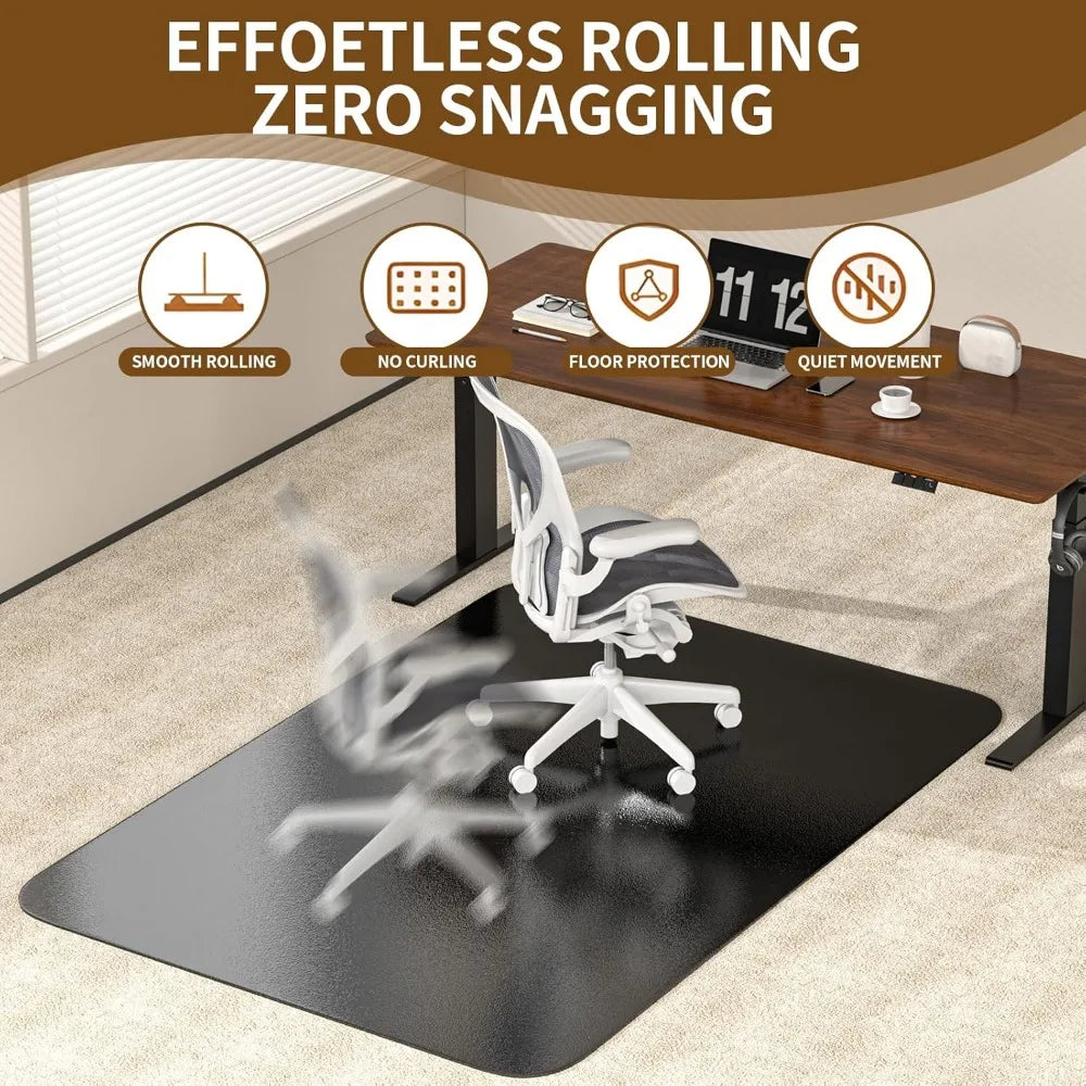 Heavy Duty Chair Mat for Low Pile Carpet with Cleats Black Plastic Floor Protector Smooth Rolling