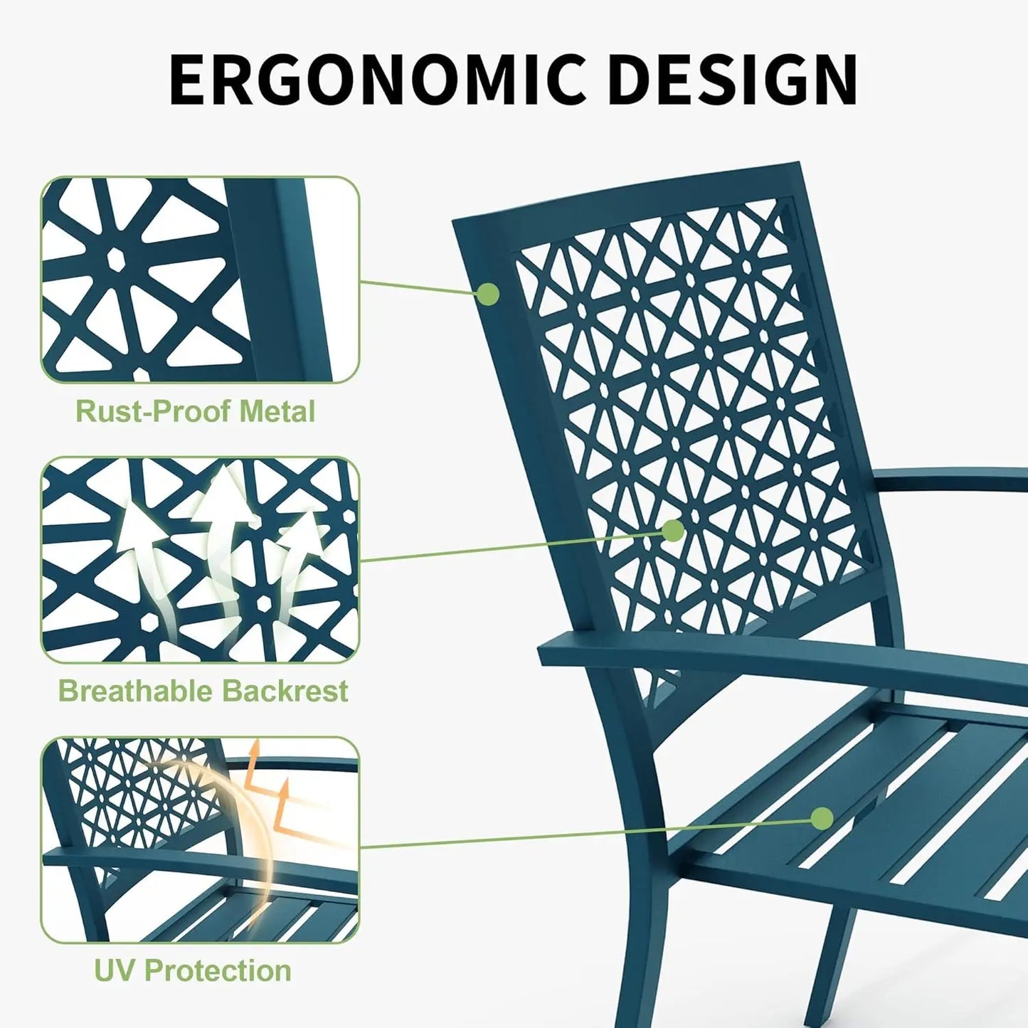 3-Piece Outdoor Bistro Set,Stackable Modern Metal Patio Furniture Set, 2 Chairs&Coffee Table,for Backyard Balcony Garden Lawn
