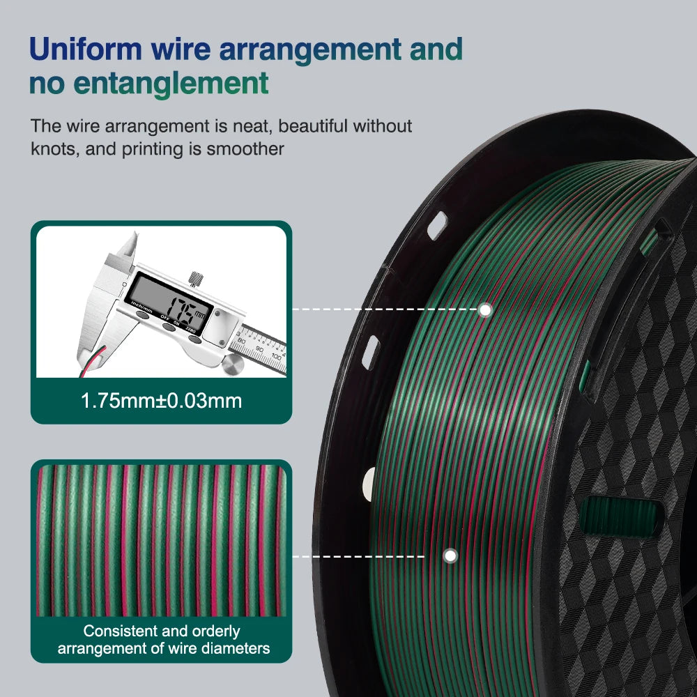 Multicolor Filament Bicolor Silk PLA 2Color for 3D Printing Plastic 3D Printer Materials 1.75mm Spool No Bubble High quailty