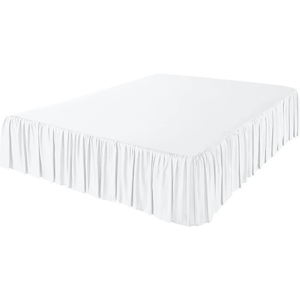 Ruffled Bed Skirt Classic Wrinkle Fade Resistant Machine Washable 16 Inch Drop Full White