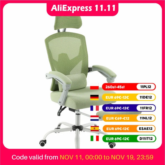 JHK Ergonomic Reclining High Back Mesh Living Room Rocking Gaming Chair Computer Desk Swivel Rolling  Lumbar Support Pillow