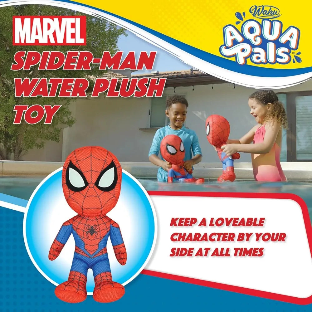 WAHU Aqua Pals Marvel Spider-Man Plush Water Toy for Kids Ages 2+ with AquaDry™ Technology, Washable Plush Doll Toy for Pool and