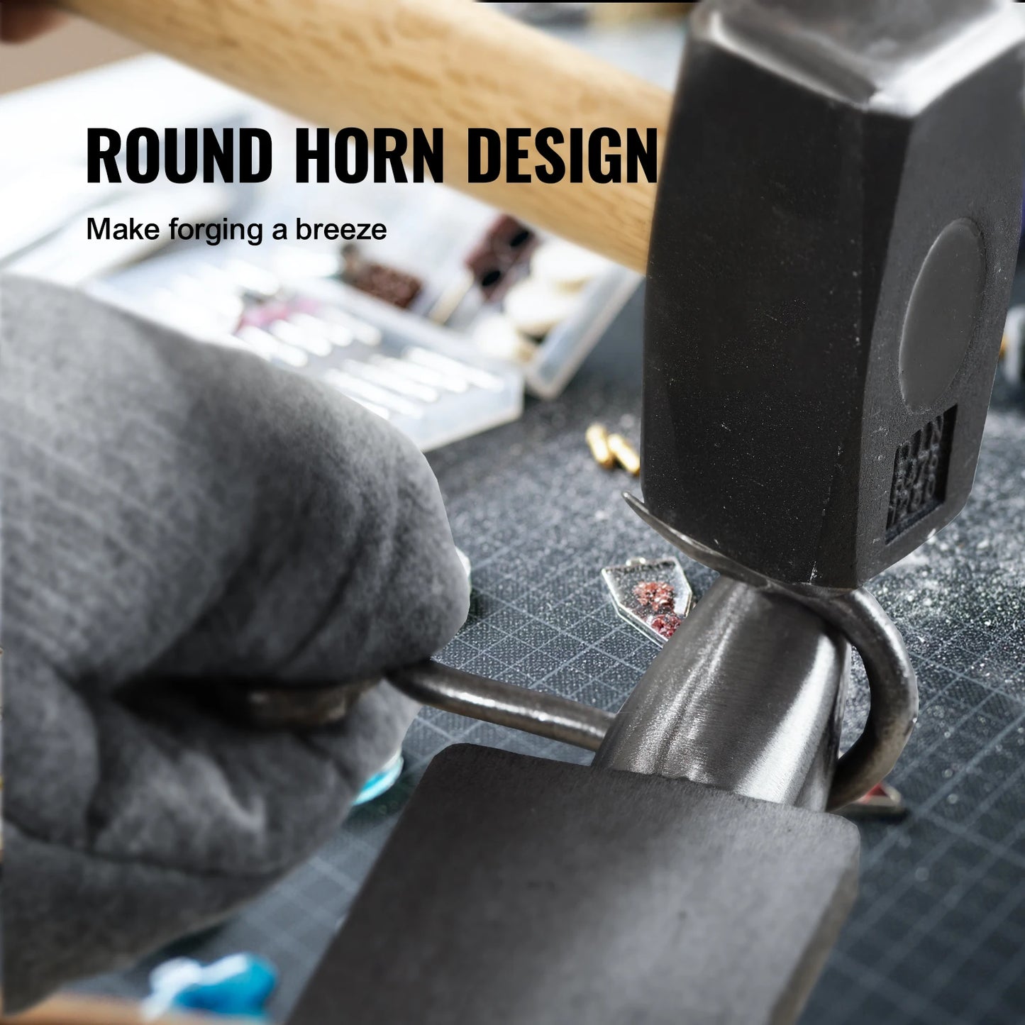 SucceBuy Single Horn Anvil Cast Steel Anvil High Hardness Rugged Round Horn Anvil Blacksmith Compact Design and Stable Base