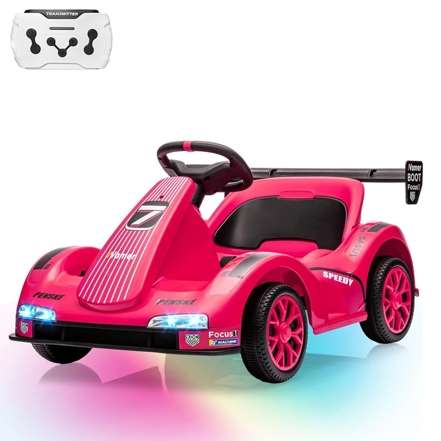 Drift Kart for Kids Electric Ride on Car with Dual Motor 6v Battery-Powered Racing Go Kart with Remote Control, LED Lights,