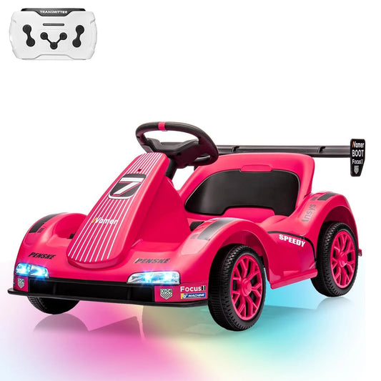 Drift Kart for Kids Electric Ride on Car with Dual Motor 6v Battery-Powered Racing Go Kart with Remote Control, LED Lights,