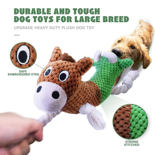 Squeaky Dog  Squeaky Dog  Cow and Horse Double Headed Plush Dog Chew  for Small Medium Large Dogs Plush Squeaky Dog