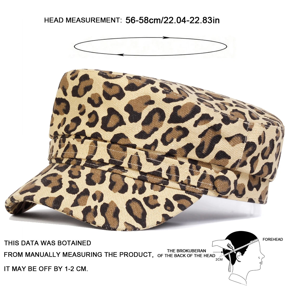 1piece Unisex Leopard Print Navy Cap Outdoor Adjustable Sunscreen Leisure Hat Spring Autumn Travel Tourism Beach Vacation