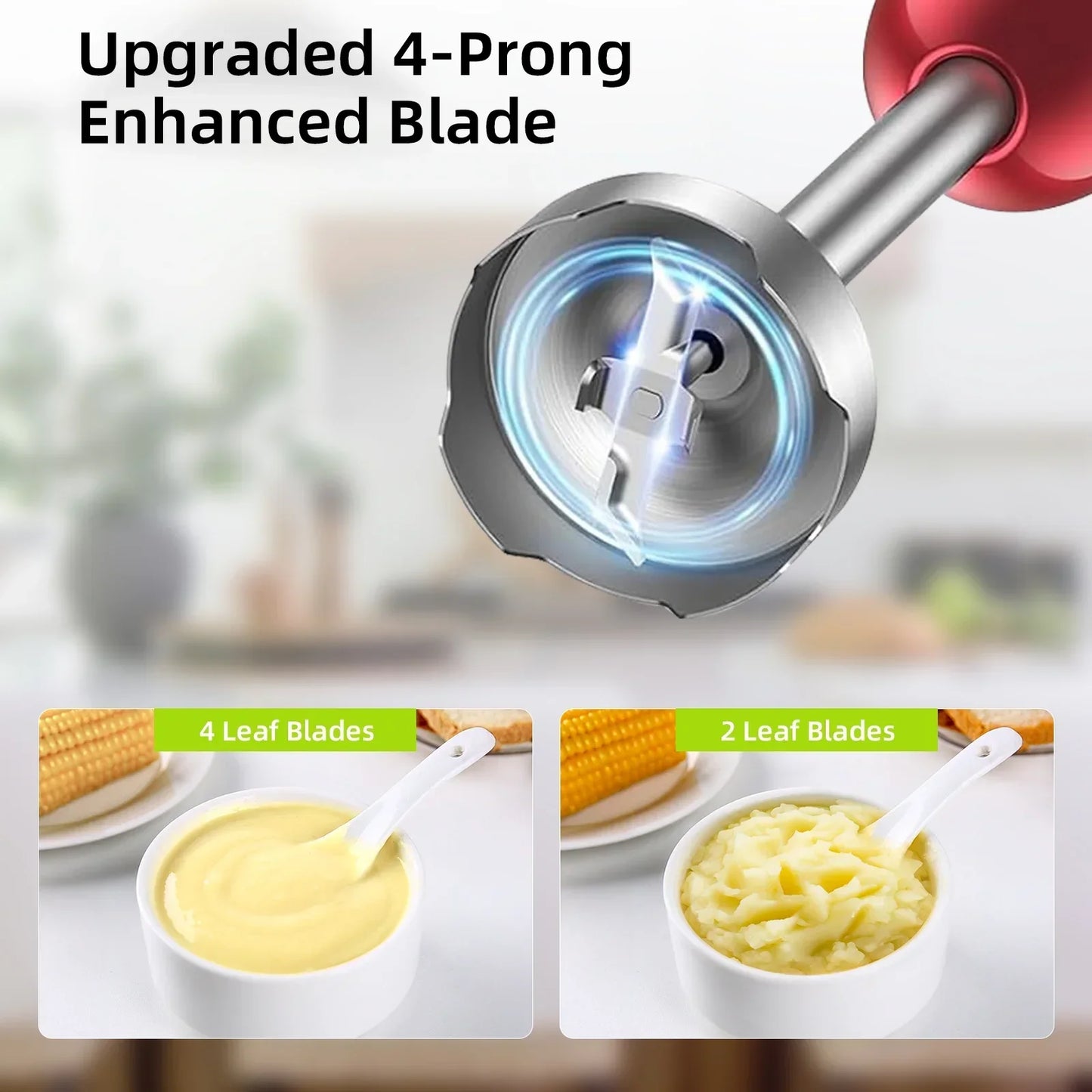 Handheld Kitchen Blender: 5-in-1 1000 Watt Multi-Purpose Hand Blender, 12-Speed Stick Blender for Food, Soups, Purees and Cakes