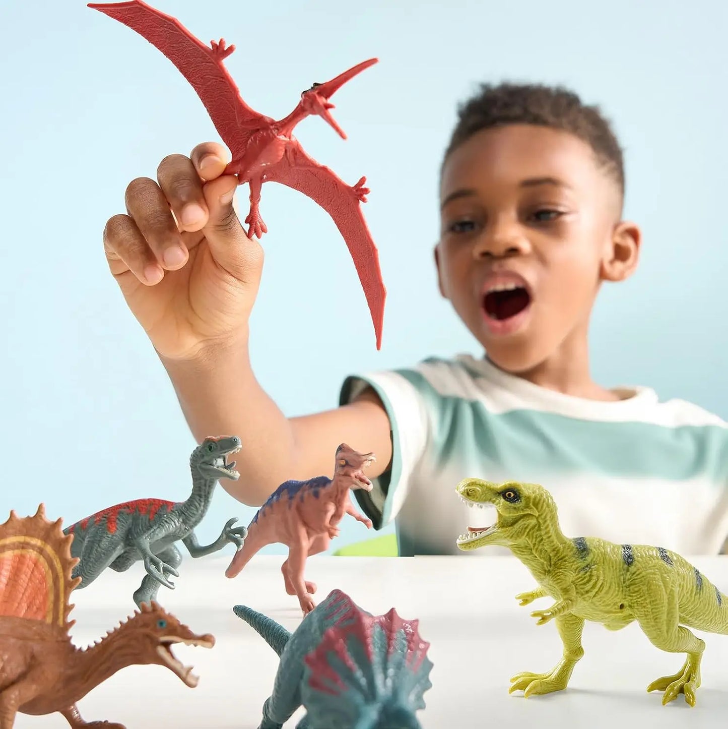17 PCS Dinosaur Toys Set with Play Mat & Storage Cage, Realistic Figures for Kids Ages 3-5