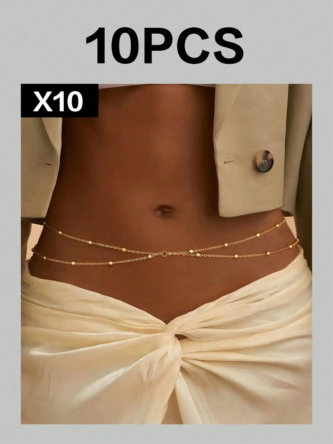 1pc Women's Sexy Criss-Cross Layered Body Chain, Minimalist Beaded Waist Chain, Fashion Accessory, Summer Beach Party Essential
