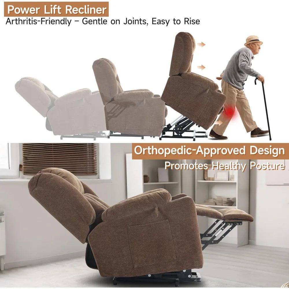 Power Lift Recliner Chair for Elderly, Lift Chair Recliners with Massage & Heat, Electric Lift Chair for Living Room, Bedroom(Br