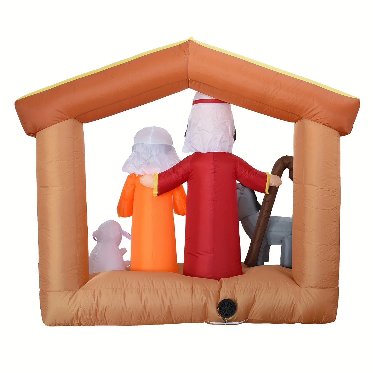 6FT LED Light Up Nativity Scene Inflatable Christmas Decoration with Holy Family Donkey and Sheep Blow Up Outdoor Toy Yard Decor for Garden Lawn Porch Church Xmas Holiday Party Home Ornament Gift