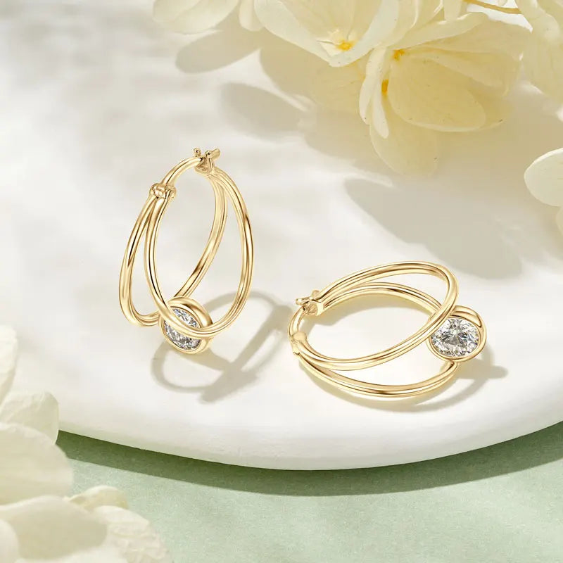 OXTAO Certified D Color Moissanite Split Hoop Huggie Earrings Real 925 Sterling Silver Versatile Dangle Earrings Female Jewelry