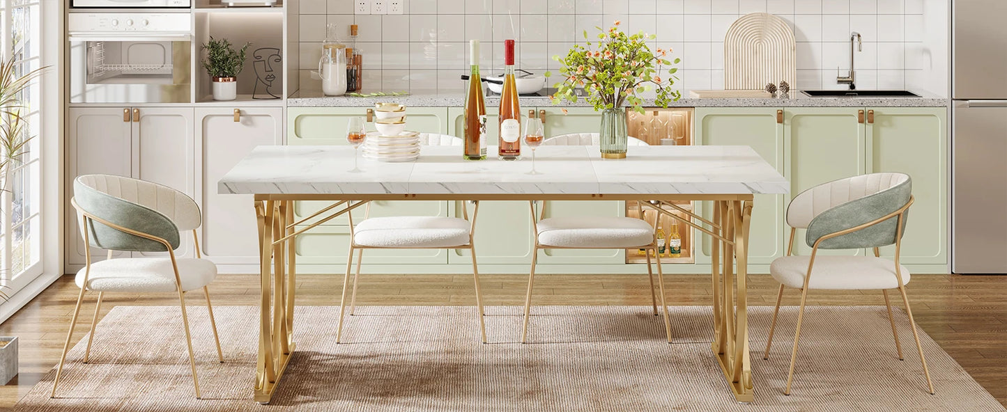 Modern Dining Table,Kitchen Table for 4-6 People, Unique Rectangular Dinner Table Kitchen & Dining Room Furniture