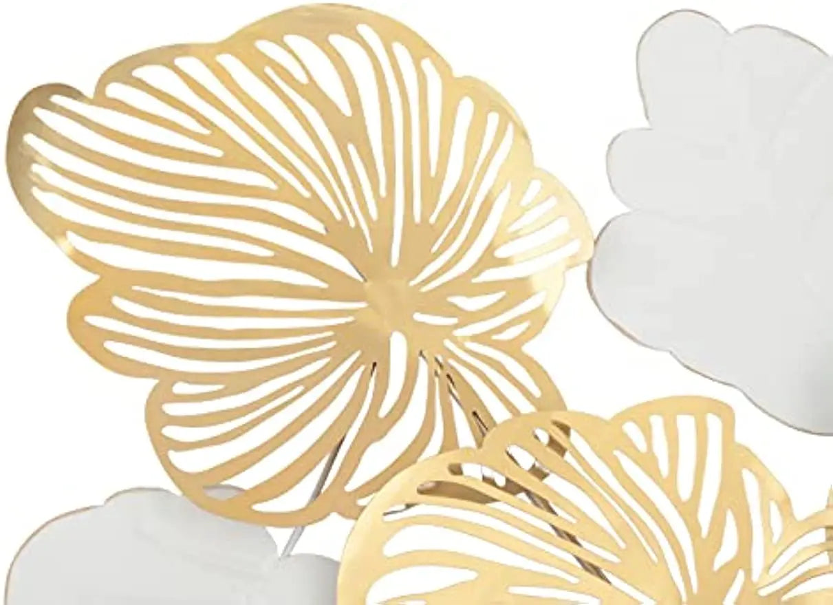 3D Metal Wall Decor Art Leaves Modern Home Sculptures "Gold Flower Blooming" Handmade Wall Hanging Artwork Decoration