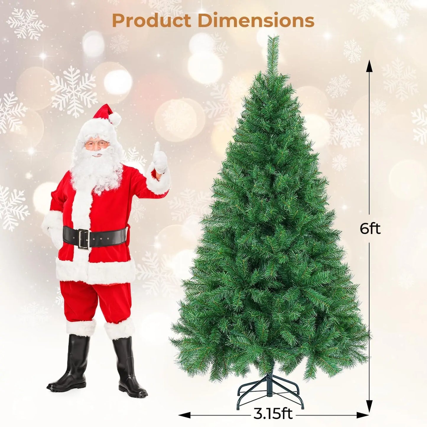 Best Choice Products Artificial Christmas Tree, 6ft Premium Unlit Realistic Spruce Holiday Décor w/Dense Branches, Easy Assembly