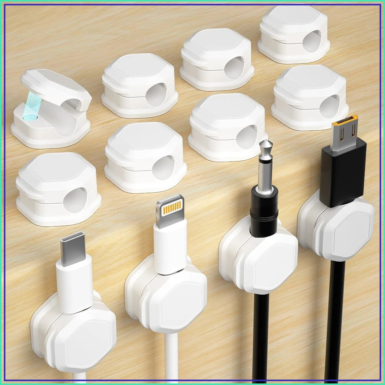12 Pack Magnetic Cable Clips for Desk Cord Management, Adhesive Wire Holder for Phone Charger, Computer, Home, Office