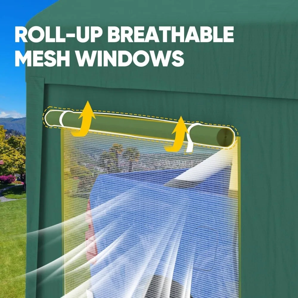12x20 ft Heavy Duty Carport Canopy Galvanized Car Tent Outdoor Garage Boat Shelter with Reinforced Structure with Roll-up Venti