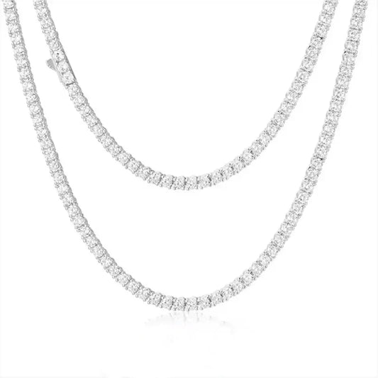 GIA certified 3-6.5 mm D-colour moissanite tennis ball necklace White gold plated 100% 925 Sterling silver Wedding Jewellery