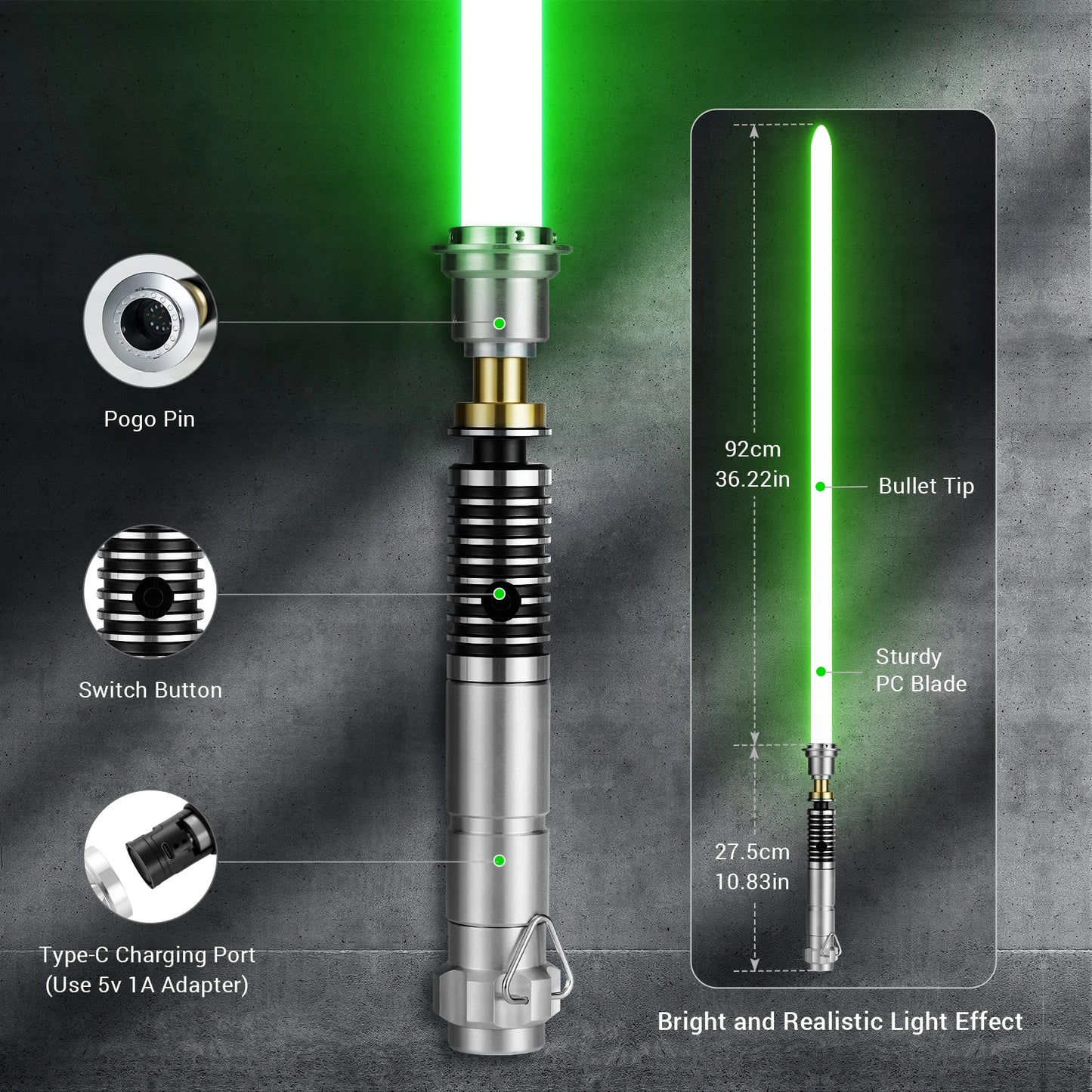 Luke Inspired Lightsaber XRGB3.0/Xenopixel 3.0 Smooth Swing App Control Colour Change