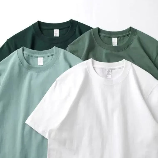 Summer Men Women Green T-shirt 100% Pure Cotton Short-sleeved Top Korea T-shirt Green Cotton Half-sleeve T Shirt Streetwear