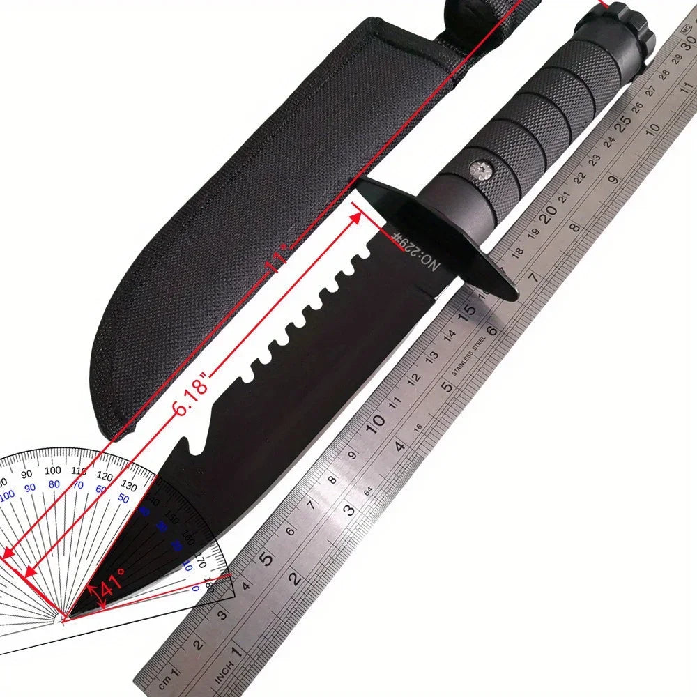 Ultra-Sharp Multi-Function Fixed Blade Tactical Knife - High Hardness All-in-One Portable Tool With K Sheath And Straight Edge