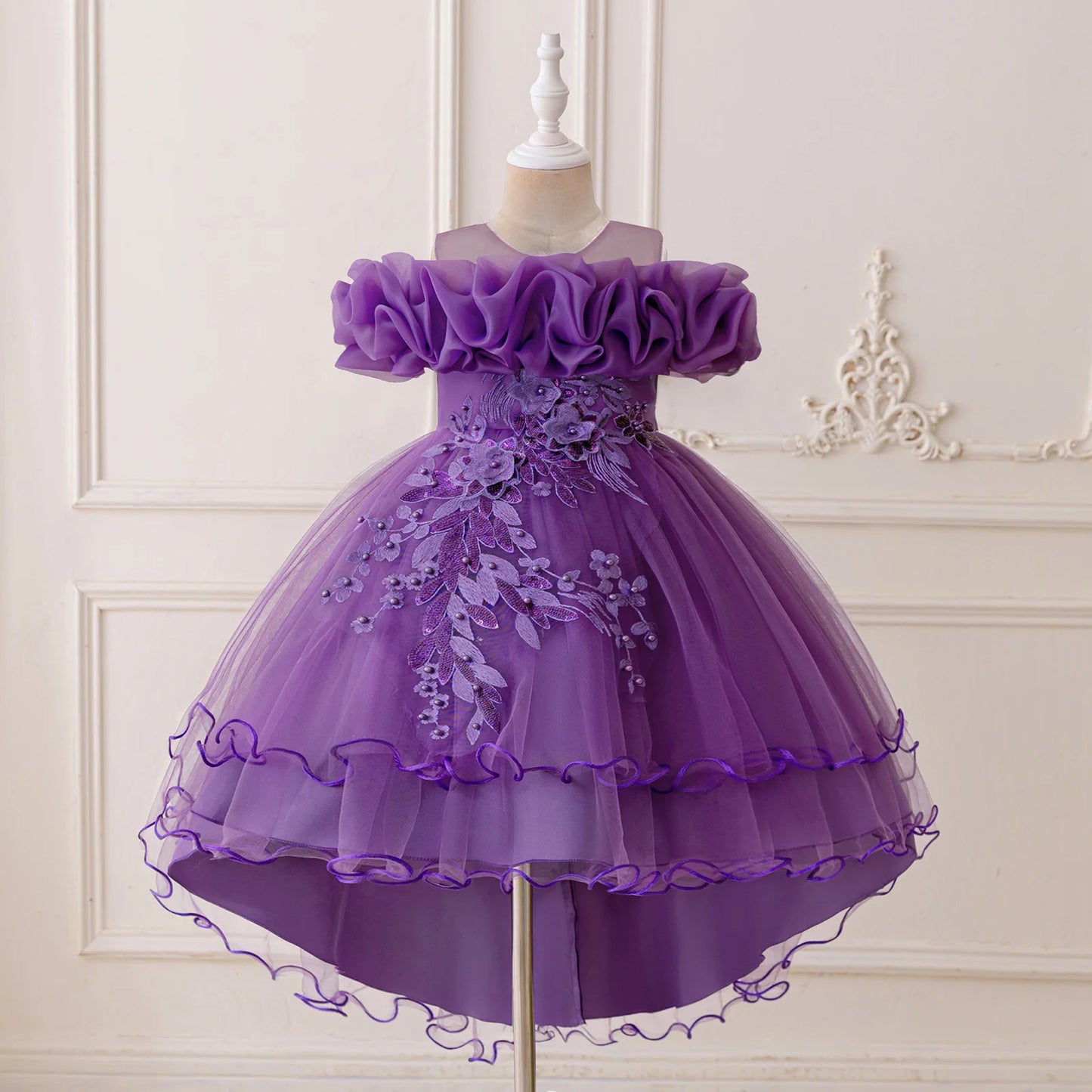 Stylish Toddler Girls Floral Print Sleeveless Ruffle Tulle Dress Perfect for Everyday Wear and Special Occasions