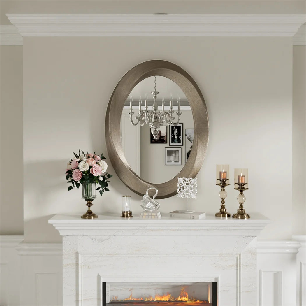 60 By 80 Cm Antique Baroque Gold Oval Wall Mirror With Beveled Frame