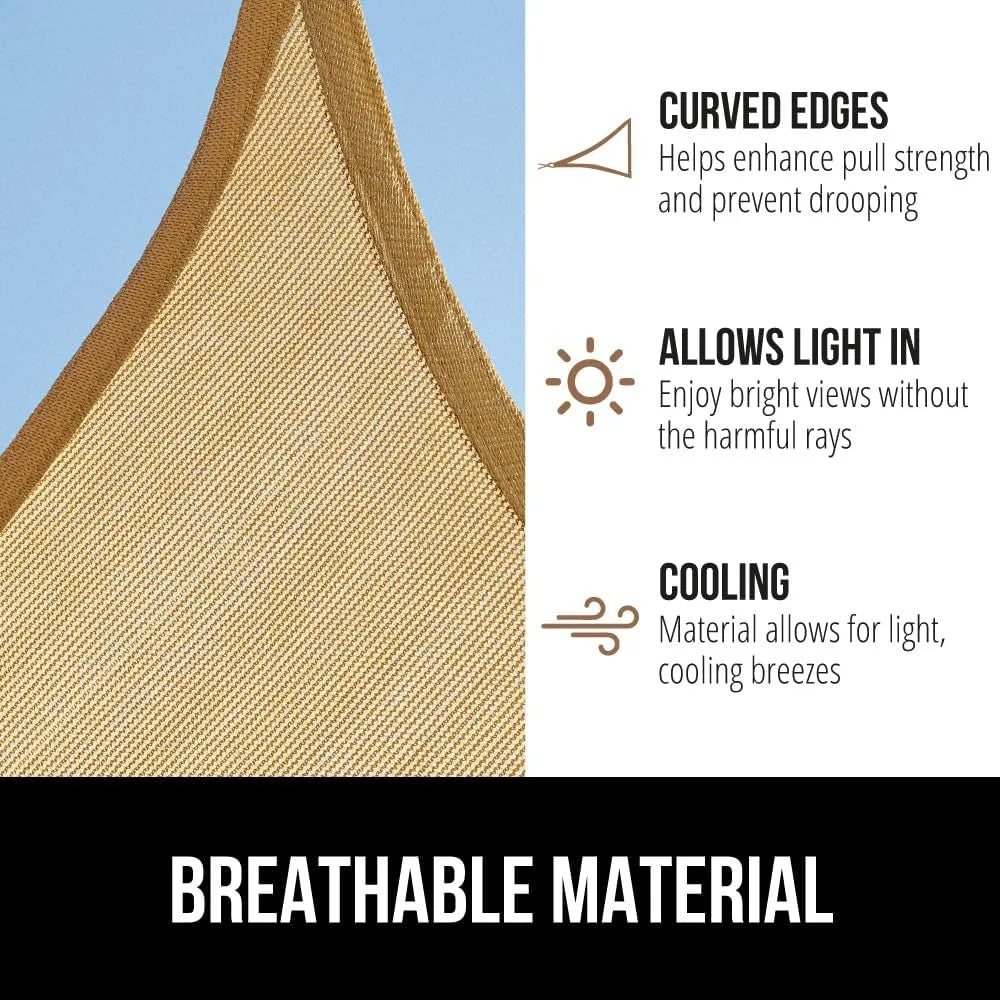 Heavy Duty UV Sun Shade Canopy Tear Rust Resistant Curved Edge Breathable Outdoor Patio Lawn 6x10 Sand