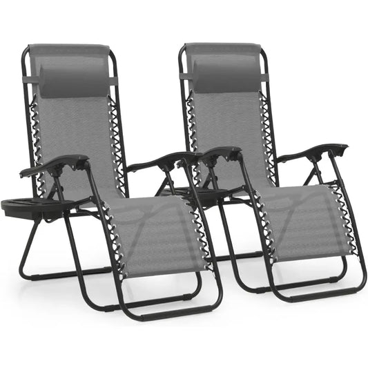 Zero Gravity Chairs Set of 2 Outdoor Folding Patio Lounge Chairs for Outside Reclining Lawn Chairs Recliner Beach Chai