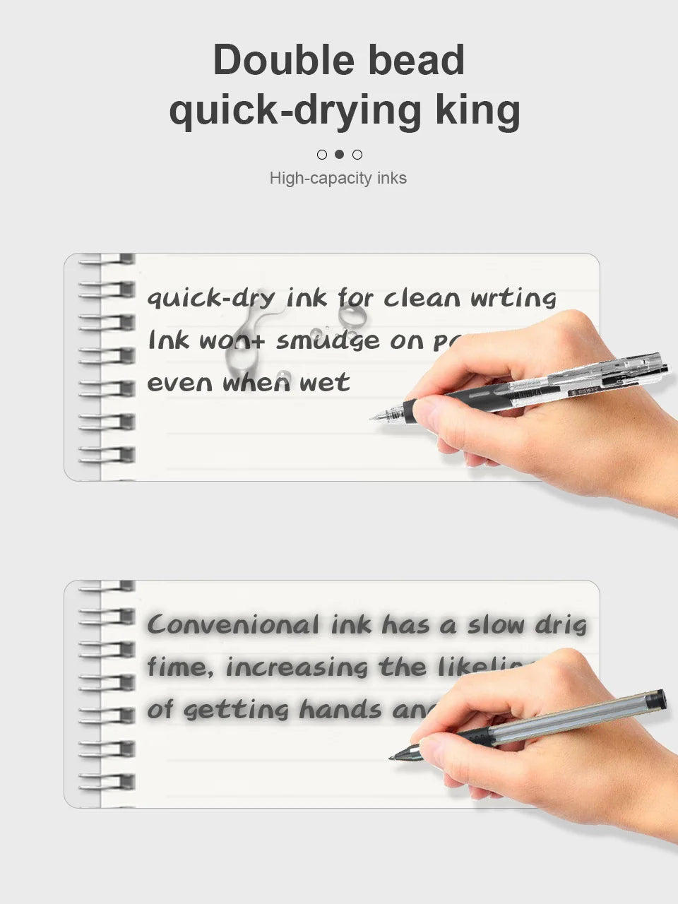 Gel Pens - 12 Retractable Gel Pens, 0.5mm Fine Tip, Quick Dry Ink, Non-slip, Smooth Writing - For Office and School Supplies