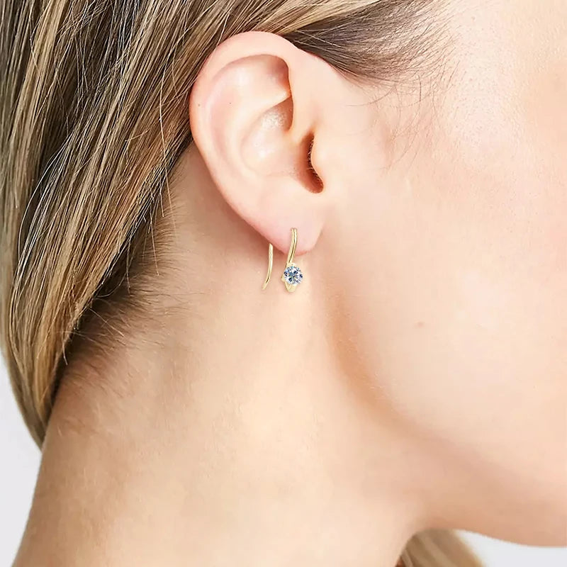 OXTAO 925 Sterling Silver Hook Earrings For Women 4mm Moissanite Dangle Ear Simple Elegant Jewelry Party Daily Wear 2025 Trendy