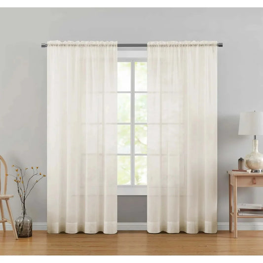 Marjorie Sheer Voile Curtain Panel, 1 Panel, Ivory, 59" W x 84" L