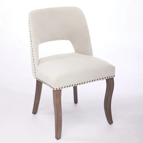 Wooden Dining Chairs Set of 2, Modern Fabric Upholstered Dining Room Chair Kitchen Chairs, Farmhouse Dinner Chair ,Beige