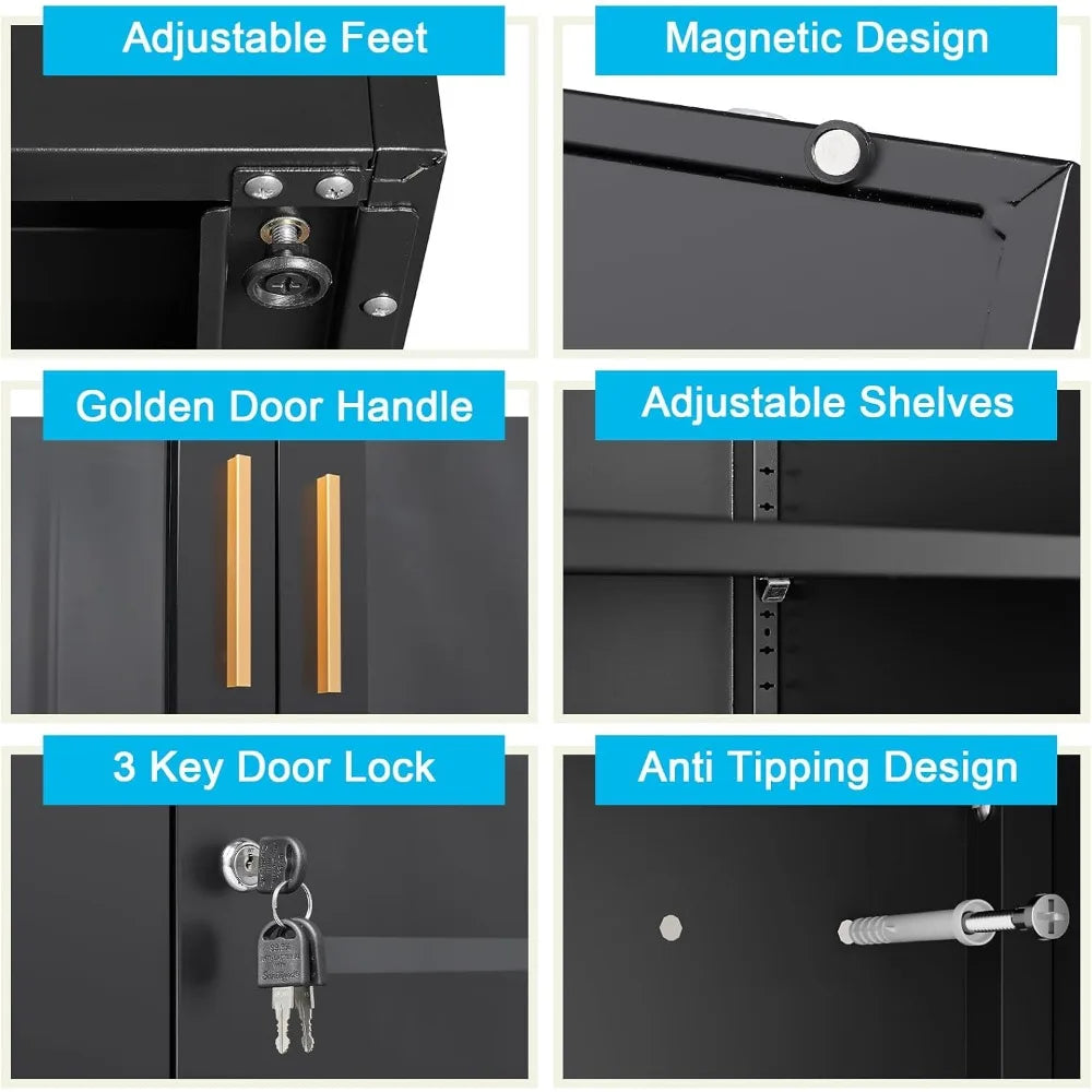 71" Glass Display Cabinet with Lock,Curio Cabinet with Glass Doors, Metal Display Case with 4 Adjustable Shelves
