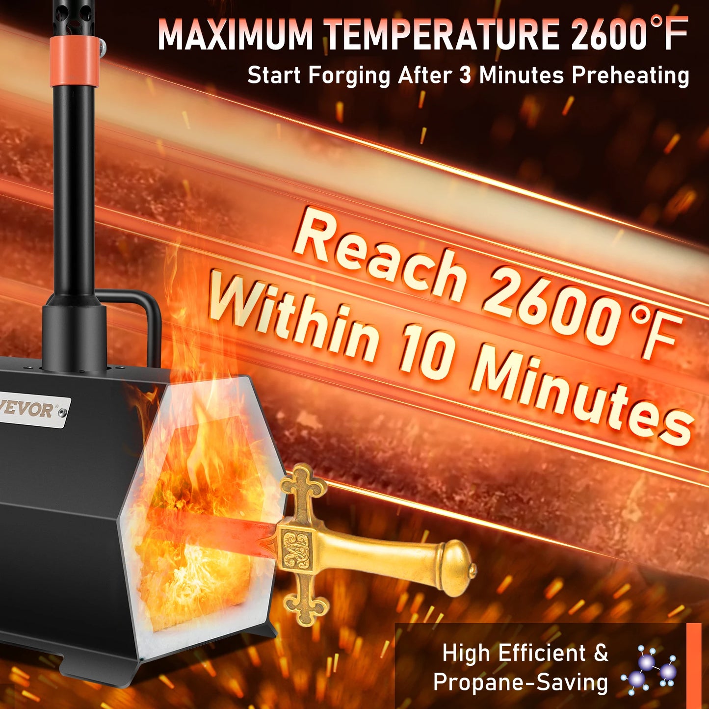 SucceBuy Propane Forge Portable Single Burner Tool and Knife Making Large Capacity Blacksmith Farrier Forges Gas Forging Tools