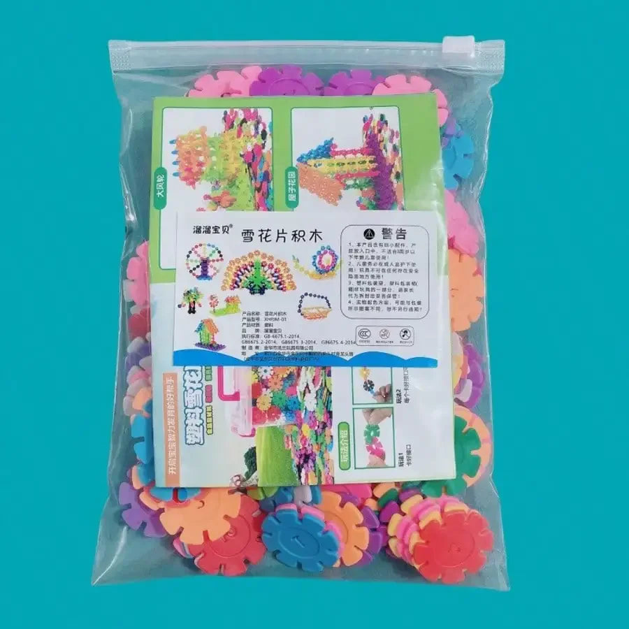 (50/100/200/300pcs) Snowflake Building Blocks Set - 3cm Creative Interlocking Bricks Toy, Comes With Instruction Guide, Can Make Christmas Tree & Santa Claus Decorations, STEM Educational Toy, Holiday & Birthday Gift, Suitabl