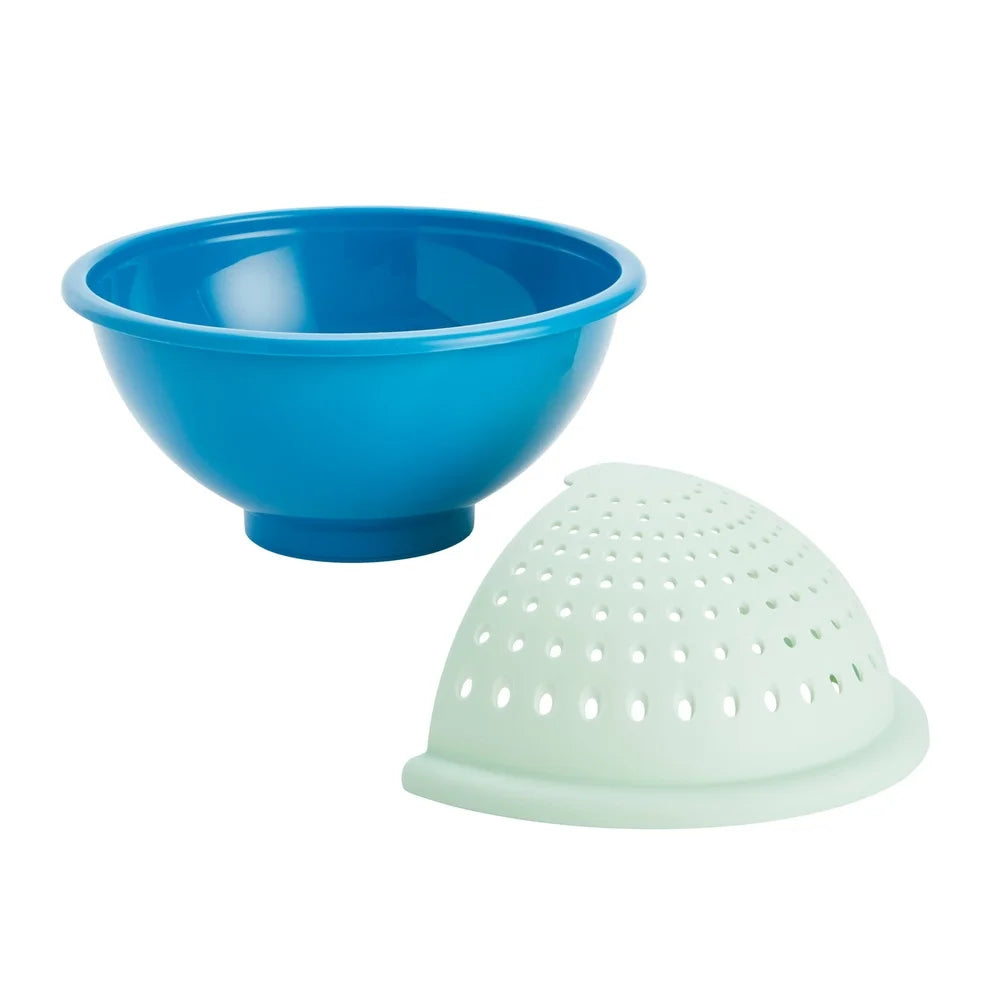 2in1 Soak Strainer Bowl Kitchen Pro Drainage NonSlip Base Compact Foldable Easy Use MultiPurpose
