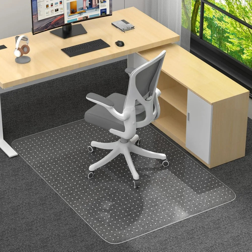 Heavy Duty Clear Chair Mat for Low Pile Carpeted Floors 36x48 with Lip Smooth Rolling Desk Protection