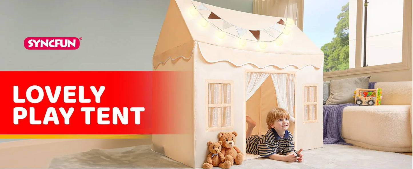 JOYFY Kids Play Tent Indoor Outdoor 51*35*52 Inch Tent with Blanket LED Light for Toddler Playhouse Ideal Private Space