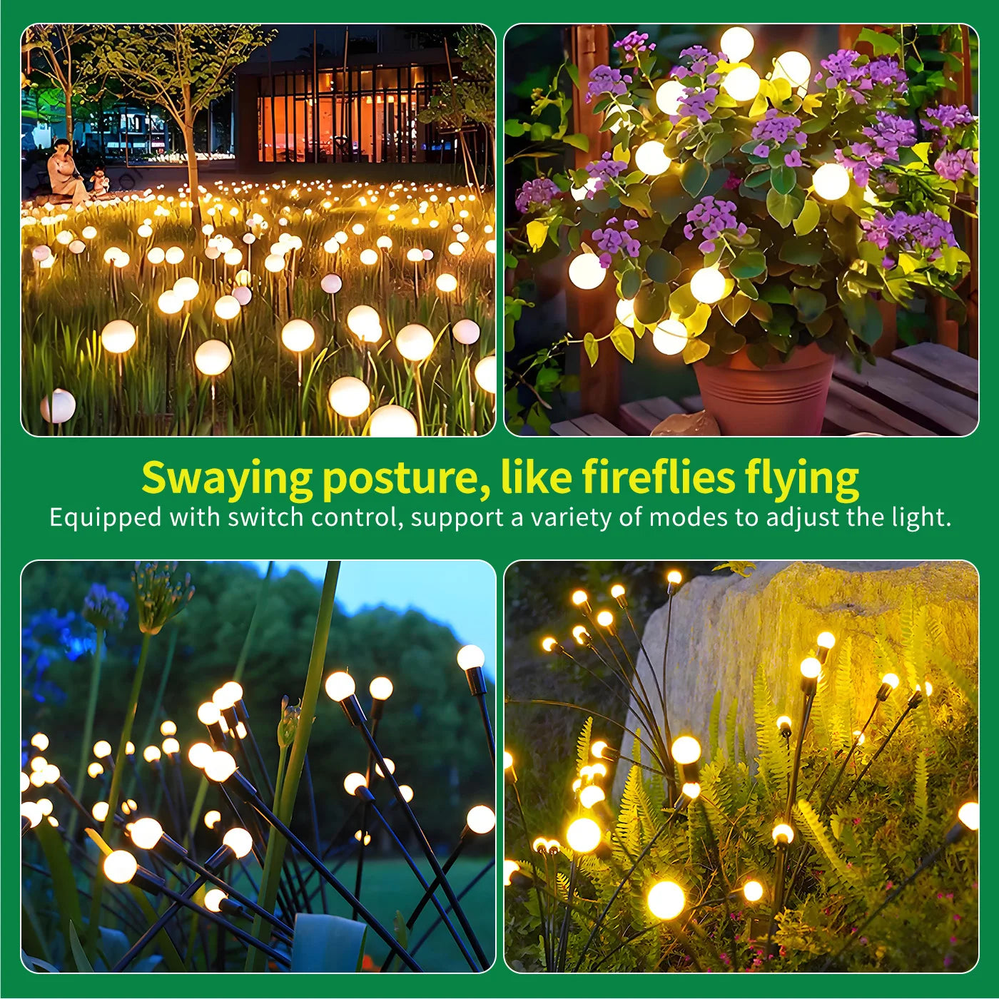 8-Head Solar Firefly Lights LED Solar Outdoor Decorative Garden Lights Waterproof