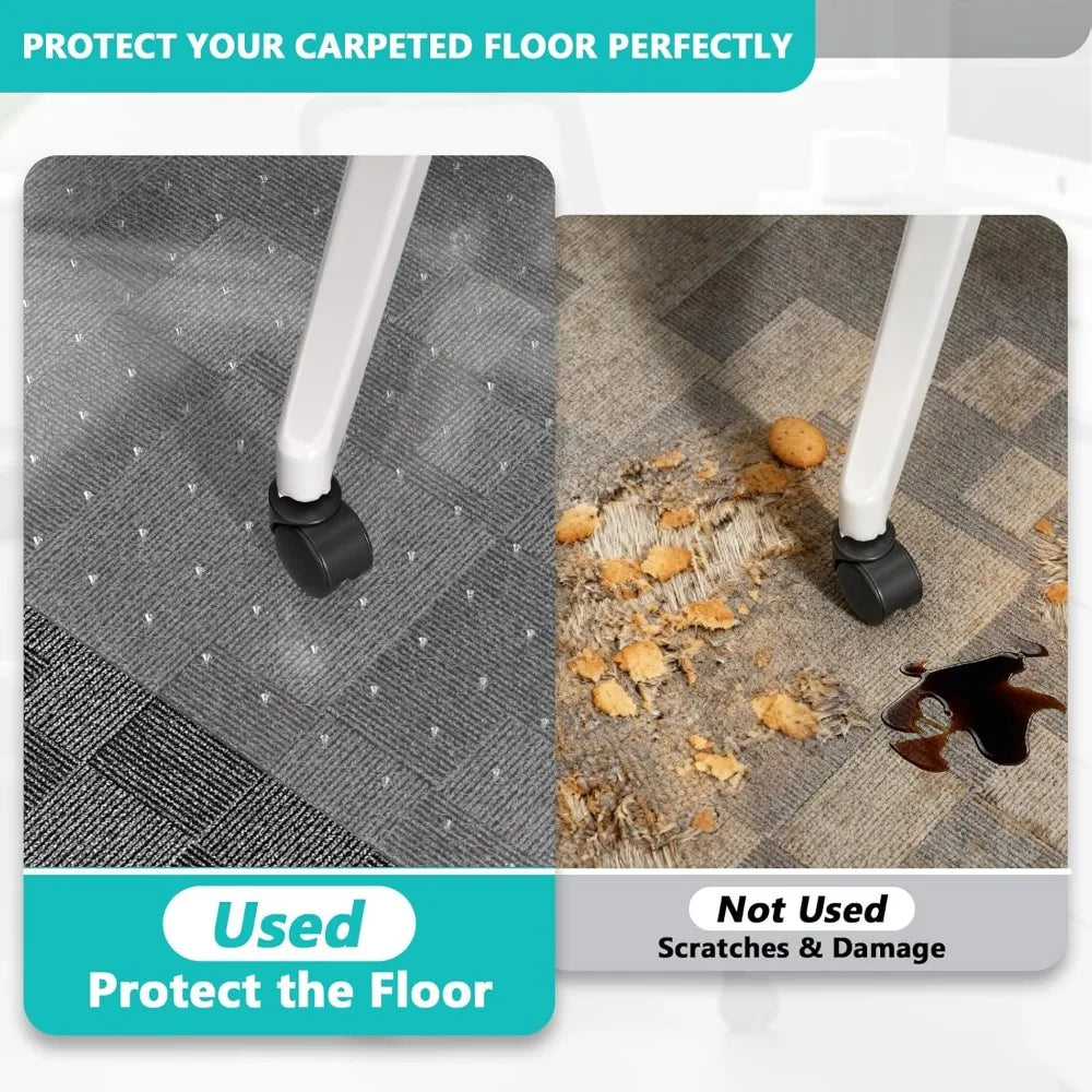 Heavy Duty Clear Chair Mat for Low Pile Carpeted Floors 36x48 with Lip Smooth Rolling Desk Protection