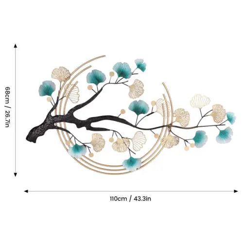 3D Ginkgo Leaf Metal Wall Decor Art Nature Wall Decor Art Wall-mounted Sculpture Decoration for Living Room Bedroom