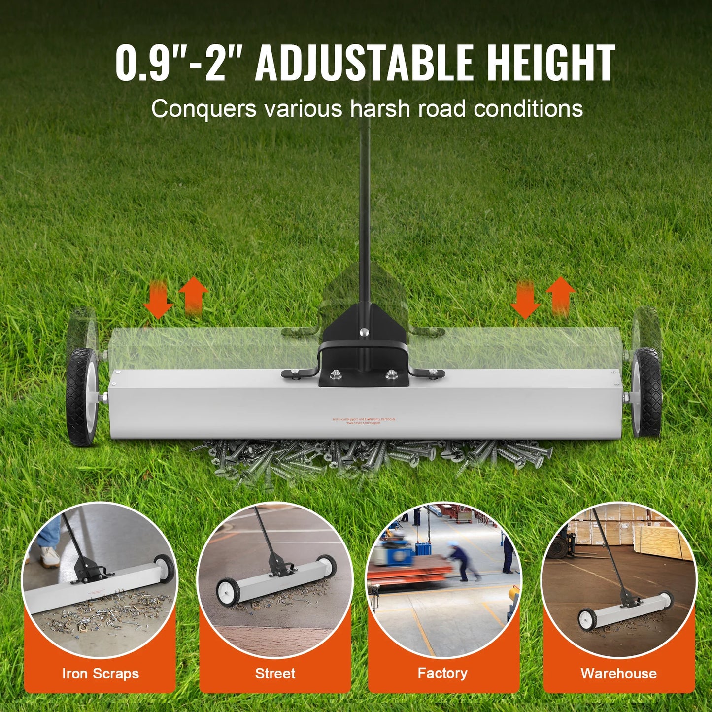 SucceBuy Rolling Magnetic Sweeper with Wheels Push-Type Magnetic Pick Up Sweeper Large Magnet Pickup Lawn Telescoping Sweeper