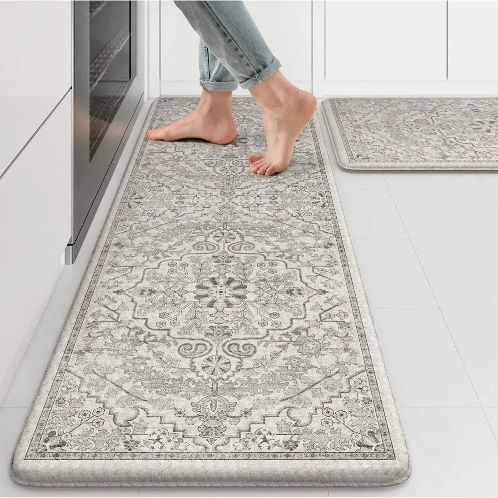Cushioned Anti Fatigue Kitchen Mats Set of 2 Non Slip Padded Rugs for Floor Sink Laundry Office Desk